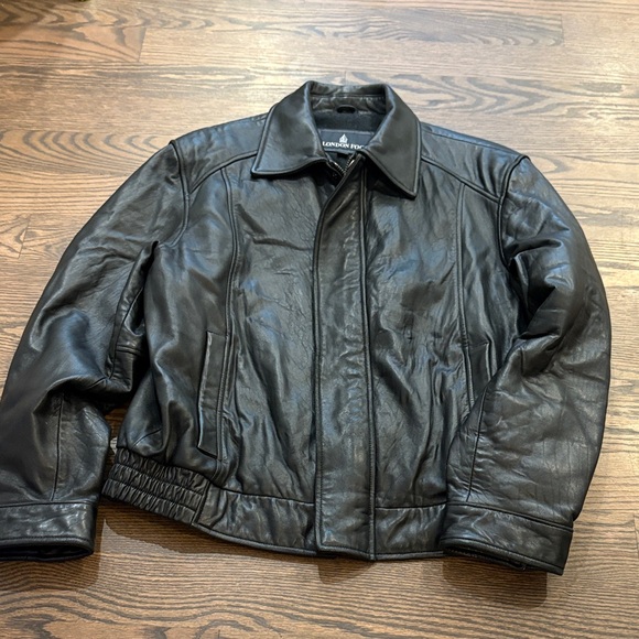 London Fog Black Leather Jacket - Picture 1 of 2
